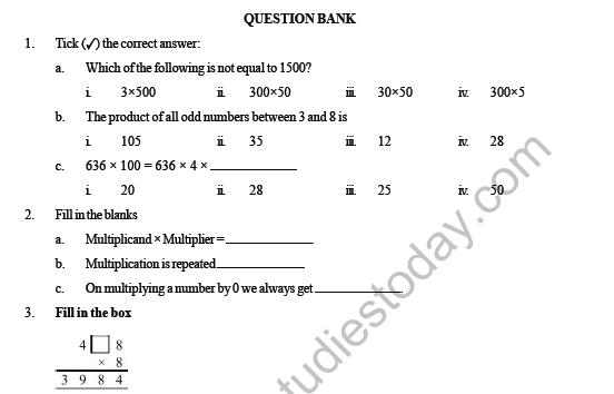 CBSE Class 4 Maths Multiplication Question Bank